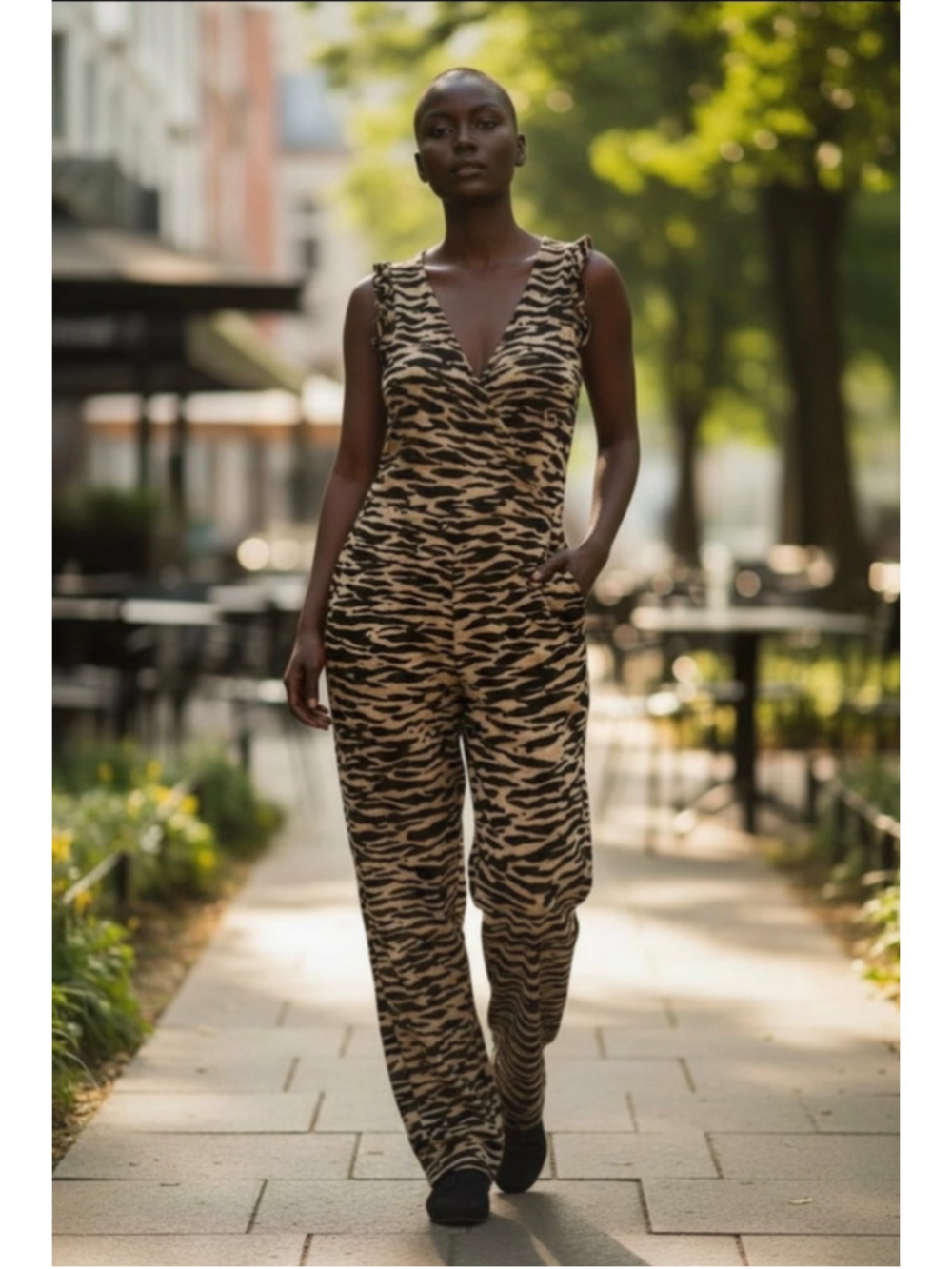 Rachel Roy Animal Print Surplice Jumpsuit | Size 6